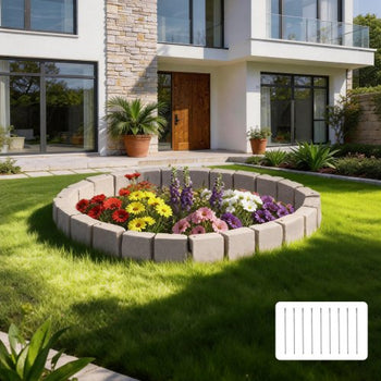 Faux Stone Landscape Edging, 15.5 ft Kit, No Dig Garden Edging Border, Blocks for Lawn, Flower Beds, Yards, 4 Pack Each Section Has 6 Bricks 46.85"L x 3.94"W x 6.1"H, 9 Spikes & End Cap, Beige