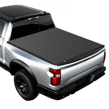 Soft Quad-Fold Truck Bed Tonneau Cover, Compatible with 2019-2024 Dodge Ram 1500 (Incl. Classic & New) 6.4 ft (76 in) Bed Without Rambox, Split Tailgate, Waterproof Folding Truck Tonneau Cover