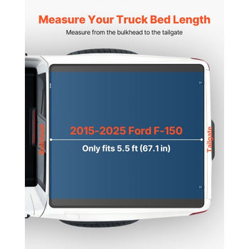 Soft Tri-Fold Truck Bed Tonneau Cover, Compatible with 2015-2025 Ford F-150 5.5 ft (67.1 in) Bed, Waterproof Soft Folding Truck Tonneau Cover with 3-Layer PVC and Aluminum Alloy Support Bar