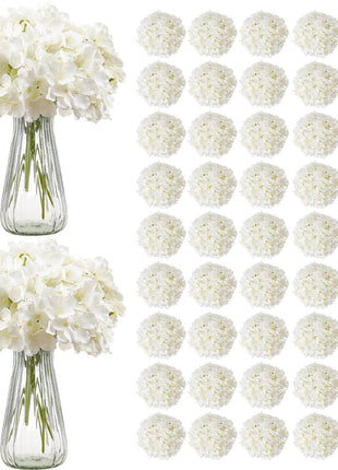 Artificial Flowers, 105 pcs Real Looking White Silk Fake Hydrangea Bulk, White Faux Bridal Shower with Stems for DIY Wedding Bouquets, Home Centerpieces Arrangements, Party Tables Decorations