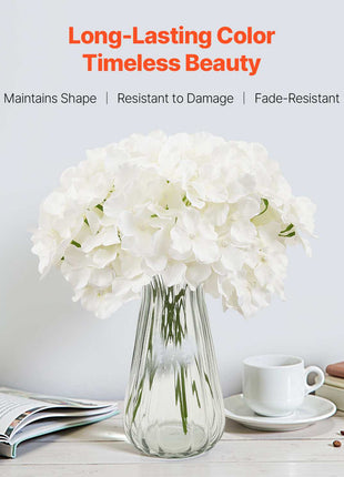 Artificial Flowers, 205 pcs Real Looking White Silk Fake Hydrangea Bulk, White Faux Bridal Shower with Stems for DIY Wedding Bouquets, Home Centerpieces Arrangements, Party Tables Decorations
