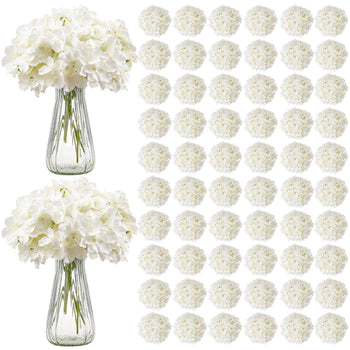 Artificial Flowers, 205 pcs Real Looking White Silk Fake Hydrangea Bulk, White Faux Bridal Shower with Stems for DIY Wedding Bouquets, Home Centerpieces Arrangements, Party Tables Decorations