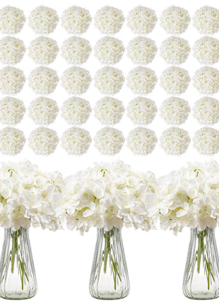 Artificial Flowers, 305 pcs Real Looking White Silk Fake Hydrangea Bulk, White Faux Bridal Shower with Stems for DIY Wedding Bouquets, Home Centerpieces Arrangements, Party Tables Decorations