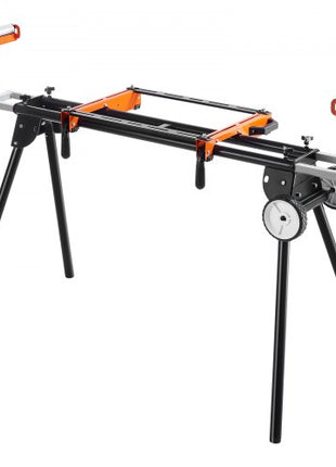 Miter Saw Stand, 550lbs Load Capacity Steel Collapsible Stand for Miter Saw with One-piece Mounting Brackets Clamps, Adjustable Height and Length, Portable Compact and Folding Miter Saw Stand