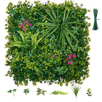 Artificial Plant Wall, 12PCS 20 x 20 in Artificial Boxwood Panels, Greenery Backdrop Privacy Hedge Fence with Sun Protection, Fake Grass Wall Screen for Wedding, Indoor, Outdoor Garden, Backyard