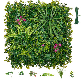 Artificial Plant Wall, 16PCS 20 x 20 in Artificial Boxwood Panels, Greenery Backdrop Privacy Hedge Fence with Sun Protection, Fake Grass Wall Screen for Wedding, Indoor, Outdoor Garden, Backyard