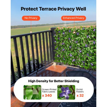 Expandable Fence Privacy Screen, 25.5 x 122 in Expand Artificial Plant Wall, Realistic Artificial Ivy Panel with 50 Zip Ties, Decorative Faux Greenery Backdrop Hedges for Balcony Patio Outdoor
