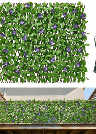 Expandable Fence Privacy Screen, 25.5 x 122 in Expand Artificial Plant Wall, Realistic Artificial Ivy Panel with 50 Zip Ties, Decorative Faux Greenery Backdrop Hedges for Balcony Patio Outdoor