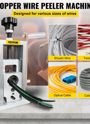 Wire Stripping Machine, 0.06-1.57 inches Drill Powered, Manual Copper Stripper w Heat Treated Steel Ultra Long Lasting Blade, Compact & Portable for Scrap Cable Peeling Recycling