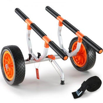Heavy Duty Kayak Cart, 450lbs Load Capacity, Detachable Canoe Trolley Cart with 12'' Solid Tires, Adjustable Width & Nonslip Support Foot, for Kayaks Canoes Paddleboards Float Mats Jon Boats