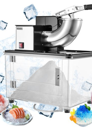 Commercial Ice Crusher 661LBS/H, 350W Electric Snow Cone Machine with 4 Blades, 2000RPM Stainless Steel Shaved Ice Machine with 11 Gal Crushed-Ice Box, for Family Restaurants Bars, Black