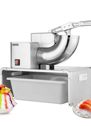 Commercial Ice Shaver Machine, 661 LBS/H Electric Ice Crusher with Replaceable Container, 350W Premium Motor, 4 Blades, Shaved Snow Cone Machine Ice Maker for Dessert Shop Bar Party, Silver