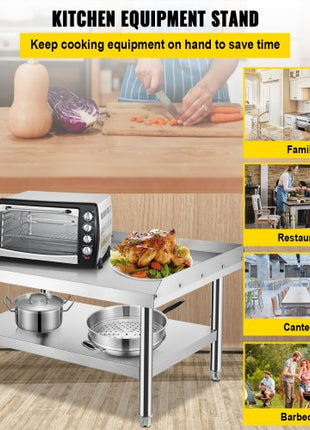 Stainless Steel Equipment Grill Stand, 48 x 30 x 24 Inches Stainless Table, Grill Stand Table with Adjustable Storage Undershelf, Equipment Stand Grill Table for Hotel, Home, Restaurant Kitchen