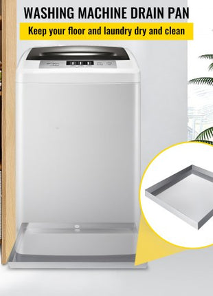32 x 30 x 2.5 Inch Washing Machine Pan 18 GA Thickness 304 Stainless Steel Heavy Duty Compact Washer Drip Tray with Drain Hole & Hose Adapter