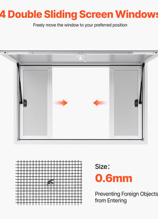 Concession Window 53x33 in, Aluminum Alloy Service Window for Food Truck, Up to 85 Degrees Stand Serving Window with 4 Sliding Windows, Awning Door, and Drag Hook, for Concession Trailers