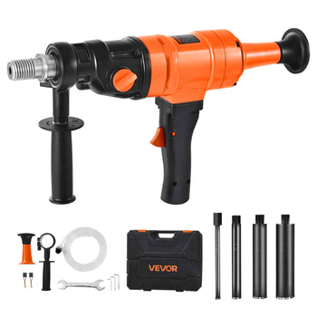 Diamond Core Drilling Machine, 8 in Drilling Diameter, Handheld Dry and Wet Concrete Core Drill Rig with 4 Drill Bits, 1075/2300 RPM 2-Speed, UNC1 1/4-7 Thread, for Concrete Brick Stone, 1800W
