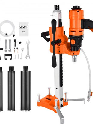 Diamond Core Drilling Machine, 8 in Drilling Diameter, 2-in-1 Handheld & Stand-Mount Dry and Wet Concrete Core Drill Rig with 4 Drill Bits, 1075/2300 RPM 2-Speed, for Concrete Brick Stone, 1800W