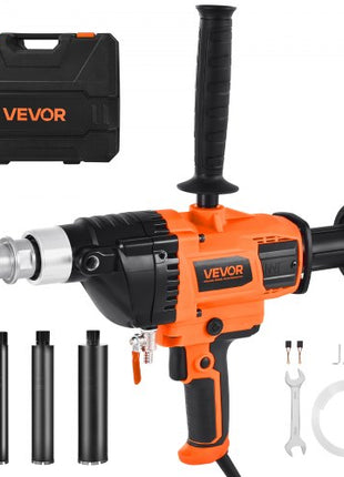 Diamond Core Drilling Machine, 0.8-6.3 in Drilling Diameter, Handheld Dry and Wet Concrete Core Drill Rig with 4 Drill Bits, 0-1800RPM Variable Speed, UNC1 1/4-7, for Concrete Brick Stone, 2000W