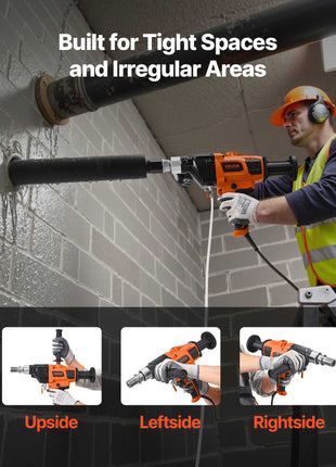 Diamond Core Drilling Machine, 0.8-6.3 in Drilling Diameter, Handheld Dry and Wet Concrete Core Drill Rig with 4 Drill Bits, 0-1800RPM Variable Speed, UNC1 1/4-7, for Concrete Brick Stone, 2000W