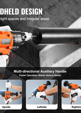 Core Drill Machine, 0.8-6.3in Drilling Diameter Handheld Diamond Core Drill Rig with Carrying Case, 2000W Rugged Concrete Core Drill, Wet and Dry Use, For Drilling Concrete and Mixing Paint