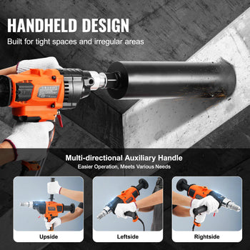 Core Drill Machine, 0.8-6.3in Drilling Diameter Handheld Diamond Core Drill Rig with Carrying Case, 2000W Rugged Concrete Core Drill, Wet and Dry Use, For Drilling Concrete and Mixing Paint