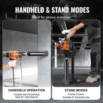 Core Drill Machine, 0.8-6.3in Drilling Diameter Handheld Diamond Core Drill Rig with Stand and Core Drill Bit, 2000W Rugged Concrete Core Drill, Wet and Dry Use, For Concrete, Brick, Marble