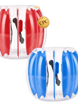 2-Pack Inflatable Bumper Balls 3FT Human Bubble for Kids Blue+Red, for Backyard, Camping, Picnic, Park, Lawn, and Outdoor Team Gameplay, Thickened PVC Material, Sumo Hamster Ball with Handle