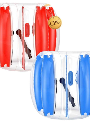 2-Pack Inflatable Bumper Balls 4FT Human Bubble for Teens Blue+Red, for Backyard, Camping, Picnic, Park, Lawn, and Outdoor Team Gameplay, Thickened PVC Material, Sumo Hamster Ball with Handle