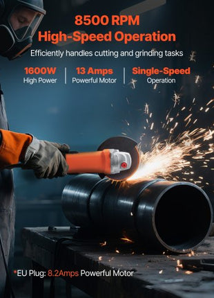 Angle Grinder, 7" Electric Grinder Power Tool, 13Amps 8500RPM High-Speed Corded Angle Grinders with 270° Adjustable Dust Guard for Metal Grinding, Cutting, Rust Removal (Disc Not Included)