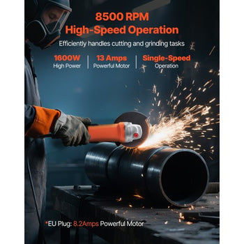 Angle Grinder, 7" Electric Grinder Power Tool, 13Amps 8500RPM High-Speed Corded Angle Grinders with 270° Adjustable Dust Guard for Metal Grinding, Cutting, Rust Removal (Disc Not Included)