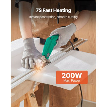 Hot Knife Foam Cutter, 200W Electric Foam Cutting Tool, 122? - 932? Adjustable Styrofoam Cutter with 6" & 8" Cutting Blades for KT Board, Polyethylene, Sponge, Rubber - Tool Box Included