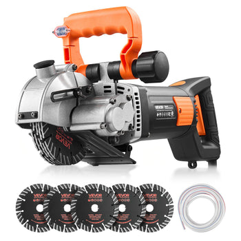 Wall Chaser, 4800W Electric Wall Groove Cutting Machine, 6800 RPM Max Speed, Concrete Slotting Cutter with Guide Line, 5 pcs Blades, Adjustable Handle for Cutting Grooves in Brick, Concrete