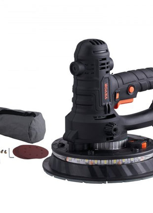 Drywall Sander, 800W Electric Sander with 12 Sanding Discs, Variable Speed 1200-2300 RPM Wall Sander with Automatic Vacuum Dust Collection System, Double LED Lights, Dust Bag, Detachable Edge