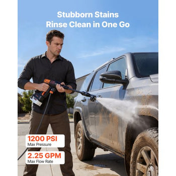 Cordless Pressure Washer, 1200PSI MAX Portable Pressure Washer with Brushless Motor,  6-in-1 Nozzle & Water Hose, 4 Speed Adjustable, Battery Powered Handheld Power Cleaner for Home Garden Patio