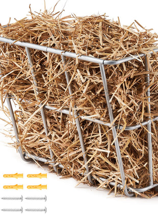 Livestock Hay Feeder, 18.5 Gallons Large Capacity, Heavy-Duty Steel Goat Hay Rack, 24.4" Long Wall Mounted Horse Hay Holder, Multiple Sided Feeding Rack for Sheep Farm Livestock Indoor Outdoor
