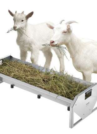 Livestock Feeding Trough, 22 Gallon Capacity, 45" Hay Feeder, Heavy Duty Steel Livestock Trough, Galvanized Steel Sheep Feeder Trough Feeding up to 10 Goats for Horse Sheep Hog Farm Sheds Pen