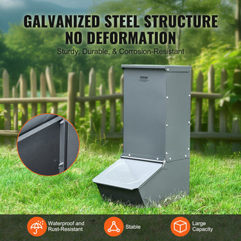 Hog Feeder, 2.2 Bushel Capacity, Single Door Pig Feeder, Heavy Duty Steel Piglets Feeder, Multipurpose Trough Creep Feeder, Outdoor Livestock Feeder Farm Accessory for Feeding up to 5 Hogs