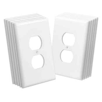1-Gang Duplex Outlet Covers, 10 Pack Standard Size Wall Outlet Cover, Unbreakable and  Impact-Resistant Polycarbonate Thermoplastic, Dual Receptacle Faceplate, for Electrical Outlets, White
