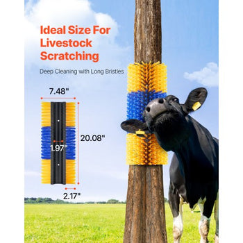 Livestock Scratching Brush, 6 Pcs Horse Brush with 12 Screws, 20 x 7.5 in Cow Scratcher, for Back Itch Relief & Keep Cleaning, Grooming & Scratching Post Brush for Horse, Pig, Cattle Supplies