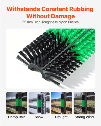 Livestock Scratching Brush, 1PC Goat Scratcher Brush Post with 4 Screws, 16.9" x 7.5" Cow Scratcher for Back Itch Relief, Massage Grooming Scratch Tool for Horse Cattle Sheep Pig, Green & Black