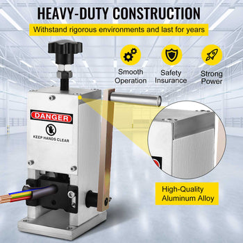 Manual Wire Stripping Machine 0.06-0.98 inches, Wire Stripper Machine with Hand Crank Portable, Wire Stripping Tool Aluminum Construction,for Scrap Copper Recycling
