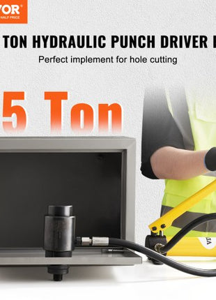 Hydraulic Knockout Punch Kit, 15 Ton 1/2" to 4" Conduit Hole Cutter Set, KO Tool Kits with Puncher 10 Piece, Metal Sheet Driver Tools, For Aluminum, Brass, Stainless Steel, Fiberglass and Plasti