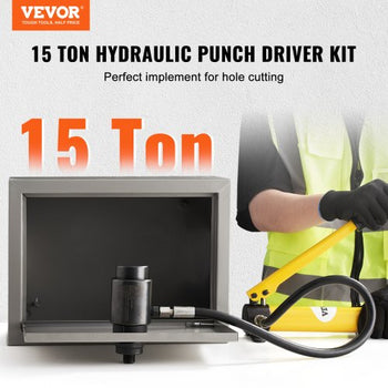 Hydraulic Knockout Punch Kit, 15 Ton 1/2" to 4" Conduit Hole Cutter Set, KO Tool Kits with Puncher 10 Piece, Metal Sheet Driver Tools, For Aluminum, Brass, Stainless Steel, Fiberglass and Plasti