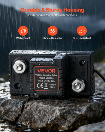 Dual Battery Isolator Kit, 12V 80 Amp 2 ft 6 AWG, Manual / Automatic VSR Voltage Sensitive Relay with Voltmeter, LCD Screen, Smart Battery Isolator, Compatible with Lead-Acid Batteries, for UTV