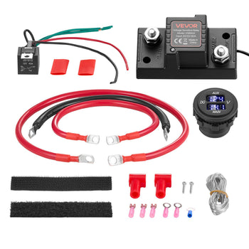 Dual Battery Isolator Kit, 12V 80 Amp 2 ft 6 AWG, Manual / Automatic VSR Voltage Sensitive Relay with Voltmeter, LCD Screen, Smart Battery Isolator, Compatible with Lead-Acid Batteries, for UTV