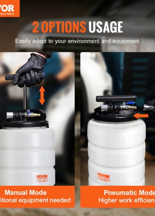 Fluid Extractor, 4 Gallons (15 Liters), Pneumatic/Manual Oil Changer Vacuum Fluid Extractor with Dipstick and Suction Hose, Oil Extractor Change Pump for Automotive Fluids Vacuum Evacuation