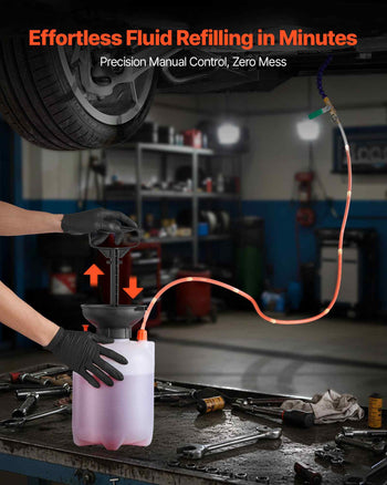 Transmission Fluid Pump, 3 L Capacity, Manual Fluid Transfer Pump with 47 in Long Horse & HDPE Tank, Transmission Oil Pump with PTFE Tape, Manual Automotive Oil Filling System for Cars, Boats