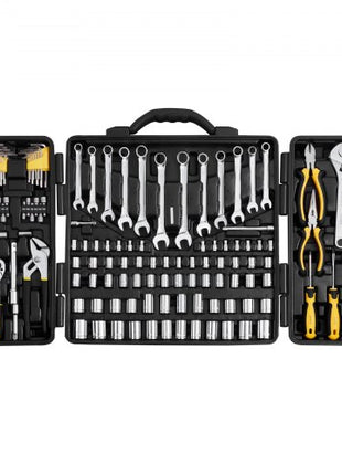 207-Piece Mechanics Tool Set, 1/4" 3/8" 1/2" Drive Sockets, SAE and Metric Mechanic Tool Kit with Bits, Wrenches, Ratchet Handle, Accessories, and Plastic Storage Case, for Automotive Repair