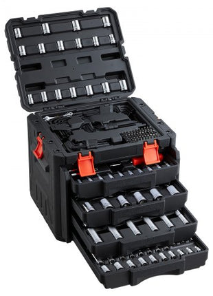 Mechanics Tool Set, 230-Piece Mechanic Tool Kit, 1/4 in, 3/8 in, and 1/2 in Drive, SAE and Metric Socket Set, Wrenches, Screwdriver Bits, Accessories, and Storage Case, for Automotive Repair