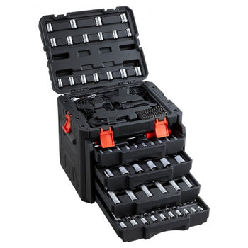 Mechanics Tool Set, 230-Piece Mechanic Tool Kit, 1/4 in, 3/8 in, and 1/2 in Drive, SAE and Metric Socket Set, Wrenches, Screwdriver Bits, Accessories, and Storage Case, for Automotive Repair